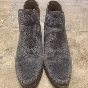 Miim Grey Calf Hair Low Heel Ankle Booties